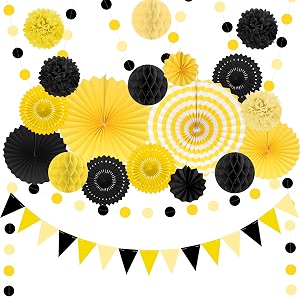 23Pcs Black and Yellow Birthday Party Decorations