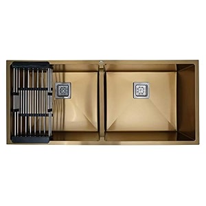 blackado 304 grade stainless steel double bowl handmade kitchen sinks 45  20  10 45  20  10 royal gold