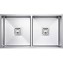 BLACKADO Double Bowl Rectangular Handmade 304 Grade Stainless Steel Drainboard Satin Finish Modular Kitchen Accessories Sinks (32x18x10")