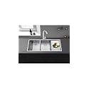 BLACKADO Double Bowl Handmade Rectangular Sink 304 Grade Stainless Steel Drainboard, Modular Kitchen Accessories, Silver Matt Finish (45x20x10)
