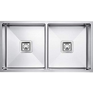 blackado double bowl rectangular handmade 304 grade stainless steel drainboard satin finish modular kitchen accessories sinks 32x18x1034
