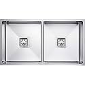 BLACKADO Double Bowl Rectangular Handmade 304 Grade Stainless Steel Drainboard Satin Finish Modular Kitchen Accessories Sinks (32x18x10")