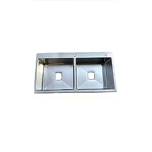 304 grade stainless steel double bowl handmade kitchen sinks 45  20  10 45  20  10 double bowl with tap hole - matt finish silver