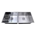 304 GRADE STAINLESS STEEL DOUBLE BOWL HANDMADE KITCHEN SINKS (40 * 18 * 10", 40 * 18 * 10" DOUBLE BOWL)