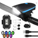 BLACKBELL Cycle Headlight, Horn With Taillight, Both USB Chargeable Waterproof (Combo) LED Front Rear Light Combo