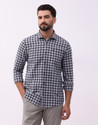 Blackberrys Men Checkered Casual Dark Blue Shirt