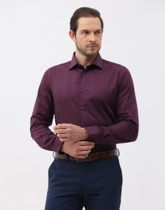 Blackberrys Men Checkered Formal Maroon Shirt