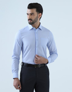 Blackberrys Men Self Design Formal Blue Shirt