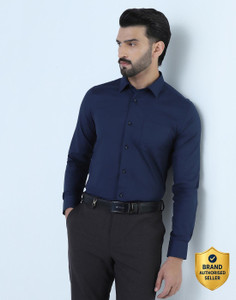 Blackberrys Men Self Design Formal Blue Shirt