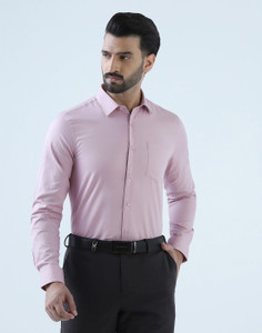 Blackberrys Men Self Design Formal Pink Shirt