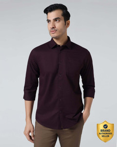 Blackberrys Men Solid Casual Maroon Shirt