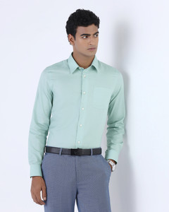 Blackberrys Men Solid Formal Green Shirt
