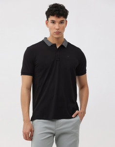Blackberrys Men Solid Polo Neck Cotton Blend