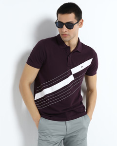 Blackberrys Printed Men Polo Neck Maroon T-Shirt