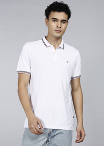 Blackberrys Solid Men Polo Neck White T-Shirt