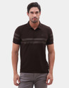 Blackberrys Striped Men Polo Neck Brown T-Shirt