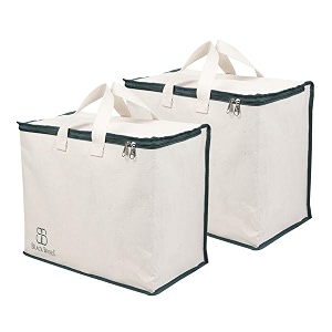 blackboxes canvas reinforced cotton handles with multipurpose clothes storage organizer for grocery vegetable shopping and covers zip bags