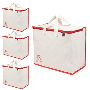 blackboxes canvas reinforced cotton handles with multipurpose clothes storage organizer for grocery vegetable shopping and covers zip bags