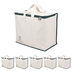 blackboxes canvas reinforced cotton handles with multipurpose clothes storage organizer for grocery vegetable shopping and covers zip bags