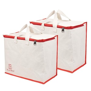 blackboxes canvas reinforced cotton handles with multipurpose clothes storage organizer for grocery vegetable shopping and covers zip bags
