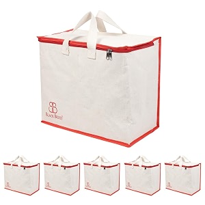 blackboxes canvas reinforced cotton handles with multipurpose clothes storage organizer for grocery vegetable shopping and covers zip bags