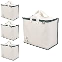 BLACKBOXES Canvas Reinforced Cotton Handles with Multipurpose Clothes Storage Organizer For Grocery vegetable shopping and Covers Zip Bags