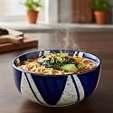 BLACKCARROT Large Serving Bowl, 1500 ml, Blue Splash Stoneware