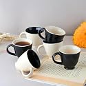 BLACKCARROT Stoneware Tea Cups Set (Black &amp; White Cup Set)