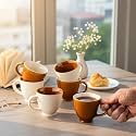 BLACKCARROT Stoneware Tea Cups Set (Brown & White Cup Set)