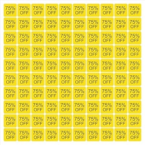 blackdreams 25mm percent off stickers clearance discount self adhesive labels for retail store clearance 1 inch pricemarker tag stickers - square yellow - 75 off