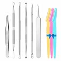Blackhead Remover Lumps Popper Tool kit with Diagonal Tweezers