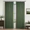 Blackout Dark Green Viral Curtains 90 Inches Long for Bedroom 2 Panels Set, Memory Trained Pinch Pleated Double Layer Thick Linen Thermal Noise Reducing Country Privacy Drapes 40" W x 90" L Loden