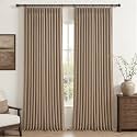 Blackout Double Layer Thick Linen Curtains 108 Inches Long for Sliding Glass Doors, Rust Brown Memory Trained Pinch Pleated Insulated Noise Reducing Elegant Window Curtain &amp; Drapes 2 Panels 9FT Length