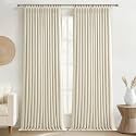 Blackout Memory Trained Pleated Linen Cream Beige Curtains 96 Inches Long