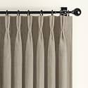 Blackout Pinch Pleated Living Room Curtains 84 Inches Long 2 Panels Set, Memory Trained Oak Taupe Dual Layer Thick Linen Thermal Sound Dampening Neutral Windows Drapes for Dining Room 7 FT Length