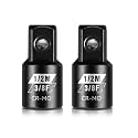 BLACKROBOT 2 Piece 3/8”F To 1/2”M Impact Socket Adapter Set,SAE Drive Cr-Mo Steel Exceeds ANSI Standards,Square Drive Reducer for Impact Driver Wrench