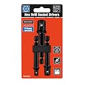 BLACKROBOT 3-Piece Impact Socket Adapter Set, 1/4" 3/8" 1/2" Drive, Hex Shank Drill Bits Adapter & Organizer for Automotive & DIY, Chrome Vanadium Steel with Black Phosphated Surface