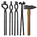 Blacksmith Tongs Set, 17 Inch Carbon Steel Forging Tongs, 5-Piece Professional Blacksmithing Tools for Beginners and Expert Craftsmen