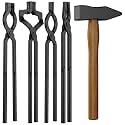 Blacksmith Tongs Set, 17 Inch Carbon Steel Forging Tongs, 5-Piece Professional Blacksmithing Tools for Beginners and Expert Craftsmen
