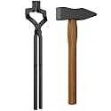 Blacksmith Tongs Set, 17 Inch Carbon Steel Forging Tongs, 2-Piece Professional Blacksmithing Tools for Beginners and Expert Craftsmen