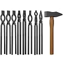 Blacksmith Tongs Set, 17 Inch Carbon Steel Forging Tongs, 9-Piece Professional Blacksmithing Tools for Beginners and Expert Craftsmen