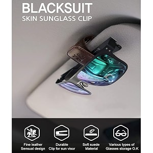 blacksuit autoban leather sunglass clip sun visor car eyeglasses holder universal for car and vehiclesblack