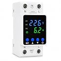 Blackt Electrotech BT06VP 230V AC Digital Voltage and Current Protection Relay - 1-63A Single Phase - Adjustable Over Under Voltage and Overcurrent Protector DIN Rail Mount