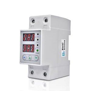 blackt electrotech din rail 63 amps 230v adjustable over and under voltage protector relay with overcurrent protection adjustable bt01vp without enclosure box