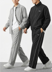 Blacktail Striped Men Black Grey Track Pants