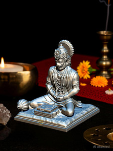 bladesmith bajrangbali hanuman ji idol statue murti car dashboard home decoration - silver decorative showpiece  -  12 cm resin silver