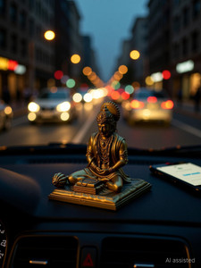 bladesmith bajrangbali hanuman ji idol statue murti car dashboard home decoration - brown decorative showpiece  -  12 cm resin brown