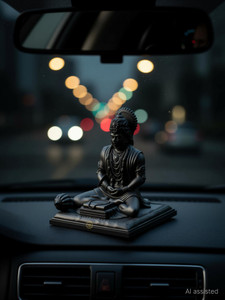 bladesmith bajrangbali hanuman ji idol statue murti car dashboard home decoration - black decorative showpiece  -  12 cm