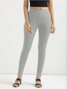 BLAINE Ankle Length Western Wear Legging (Grey, Solid)