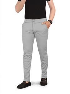 blaine slim fit men silver trousers